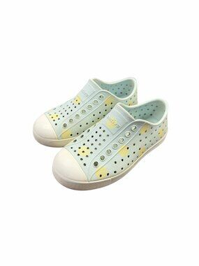 Native Jefferson Kids Slip On Water Shoes Mint Blue Yellow Polka Dot C10